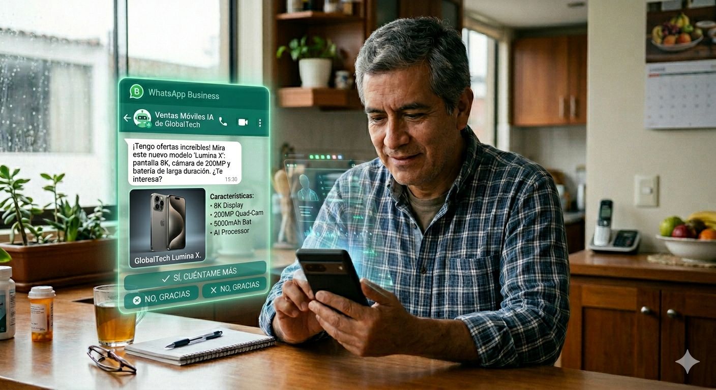 Agente de ventas AI atendiendo por WhatsApp Business